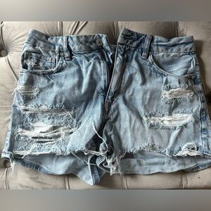American Eagle Outfitters Light Blue Distressed Jean Shorts